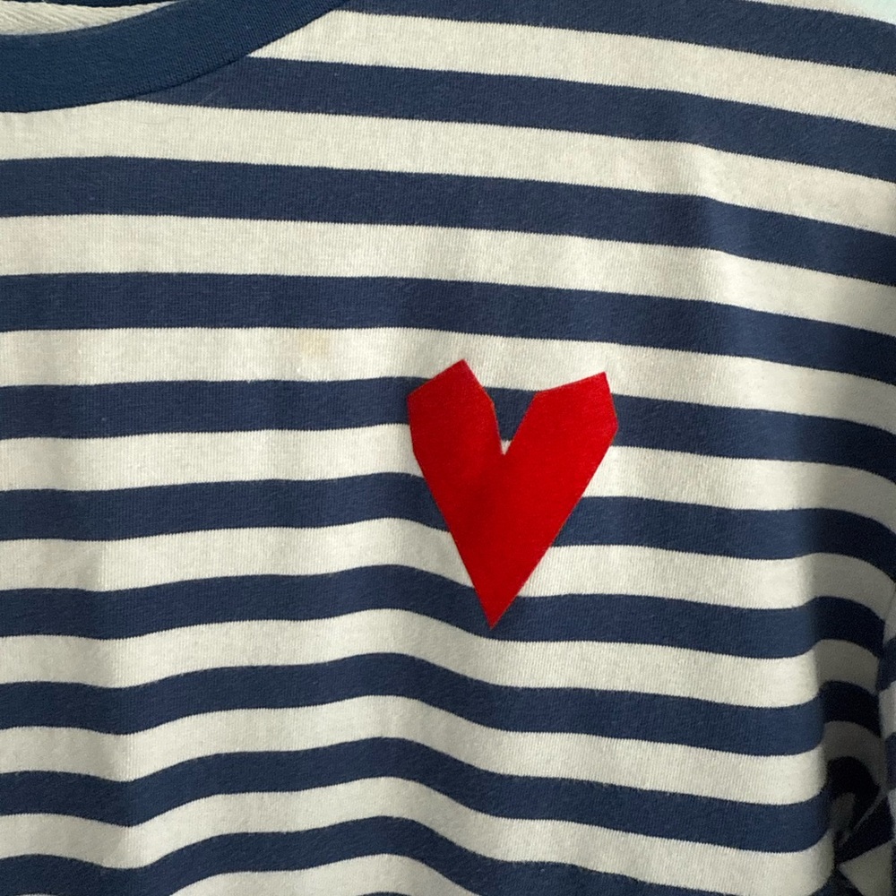 Striped Long Sleeve Tee with Heart Patch - Picture 2 of 3